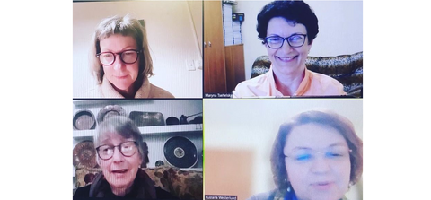 Maryna Tsehelska in an online meeting with academic literacy specialists